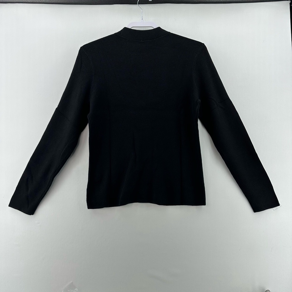 UNIQLO Women’s Black Ribbed V-Neck Cardigan Sweater Medium NWT - Picture 4 of 11